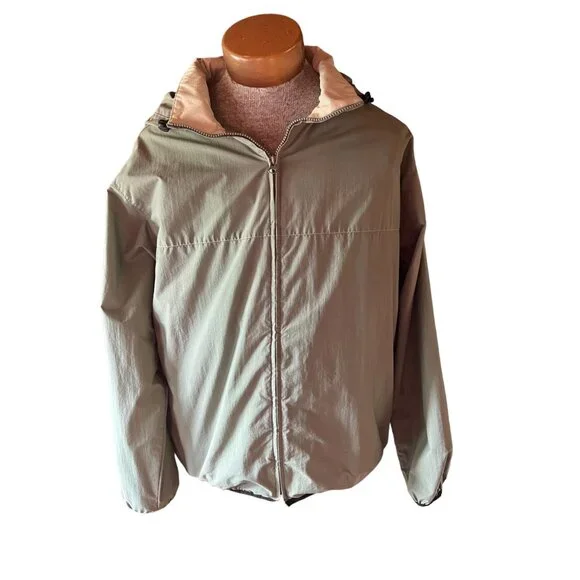 Izod XFG Mens Hooded Windbreaker Jacket L Nylon Olive Green Casual Outerwear - Picture 11 of 11